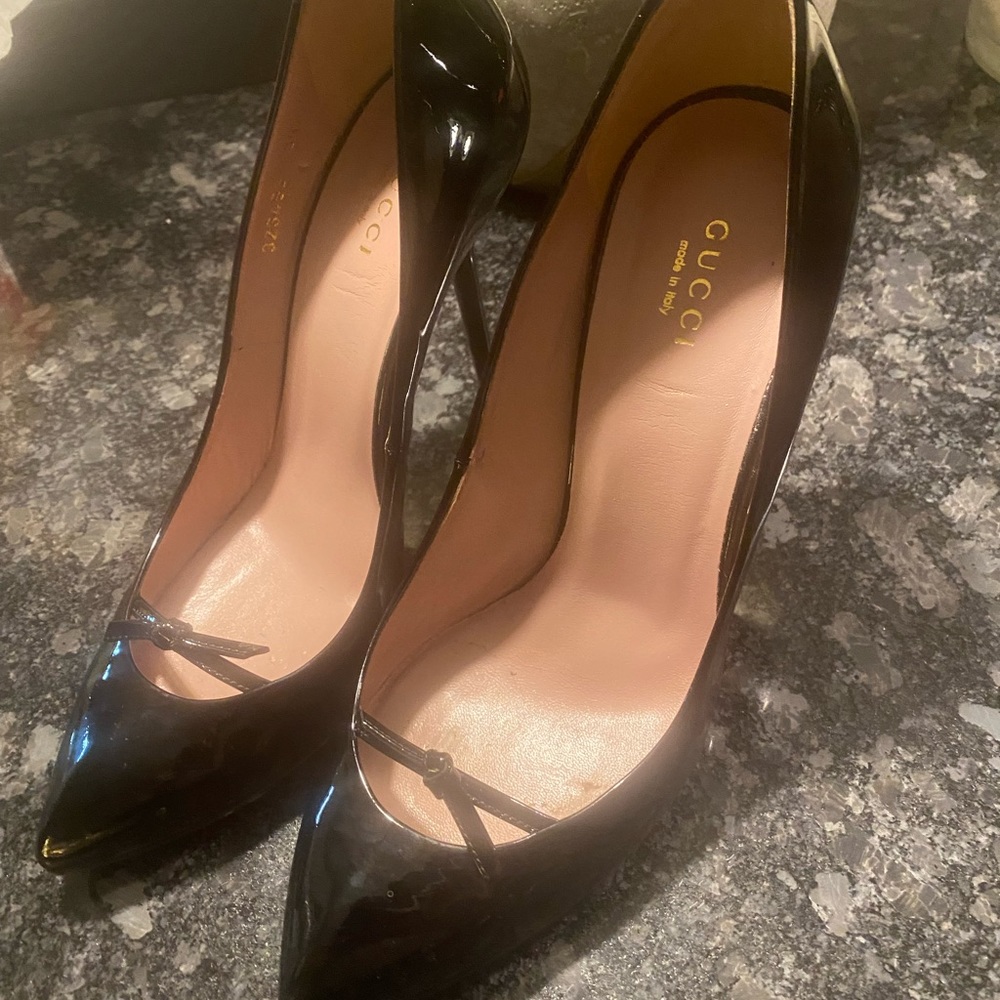 Patent leather pumps